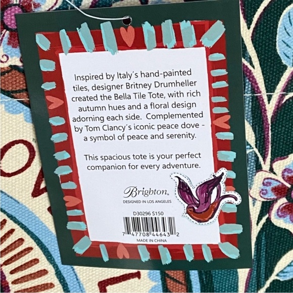 NWT Brighton Bella Tile Love Is All You Need Canvas Tote Bag Sealed - Picture 7 of 10